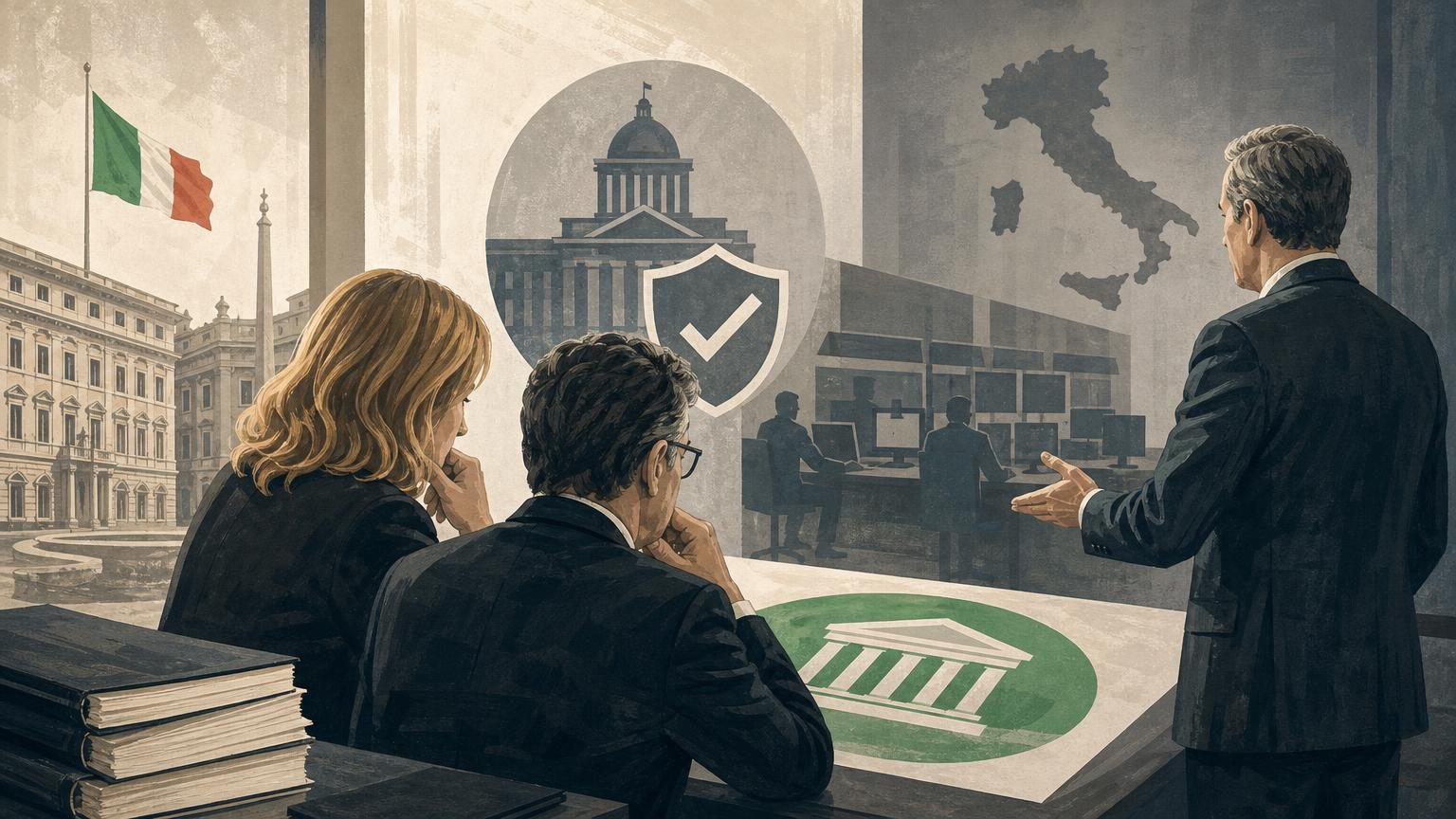Italian flag alongside government buildings symbolising the 2027 Budget Law negotiations