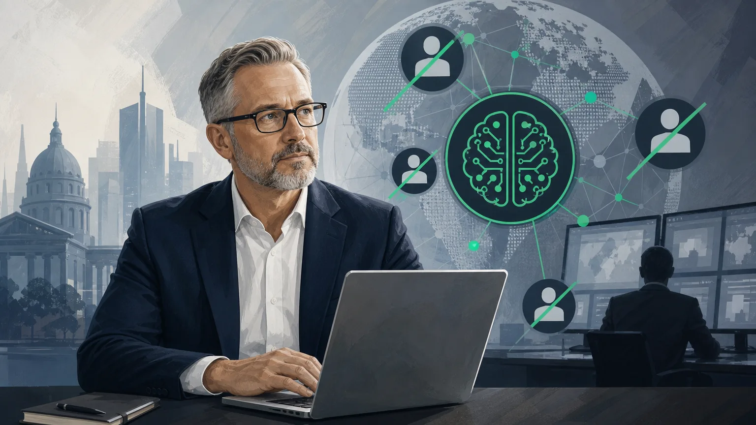 Illustration representing AI technology scanning for unlicensed gambling websites