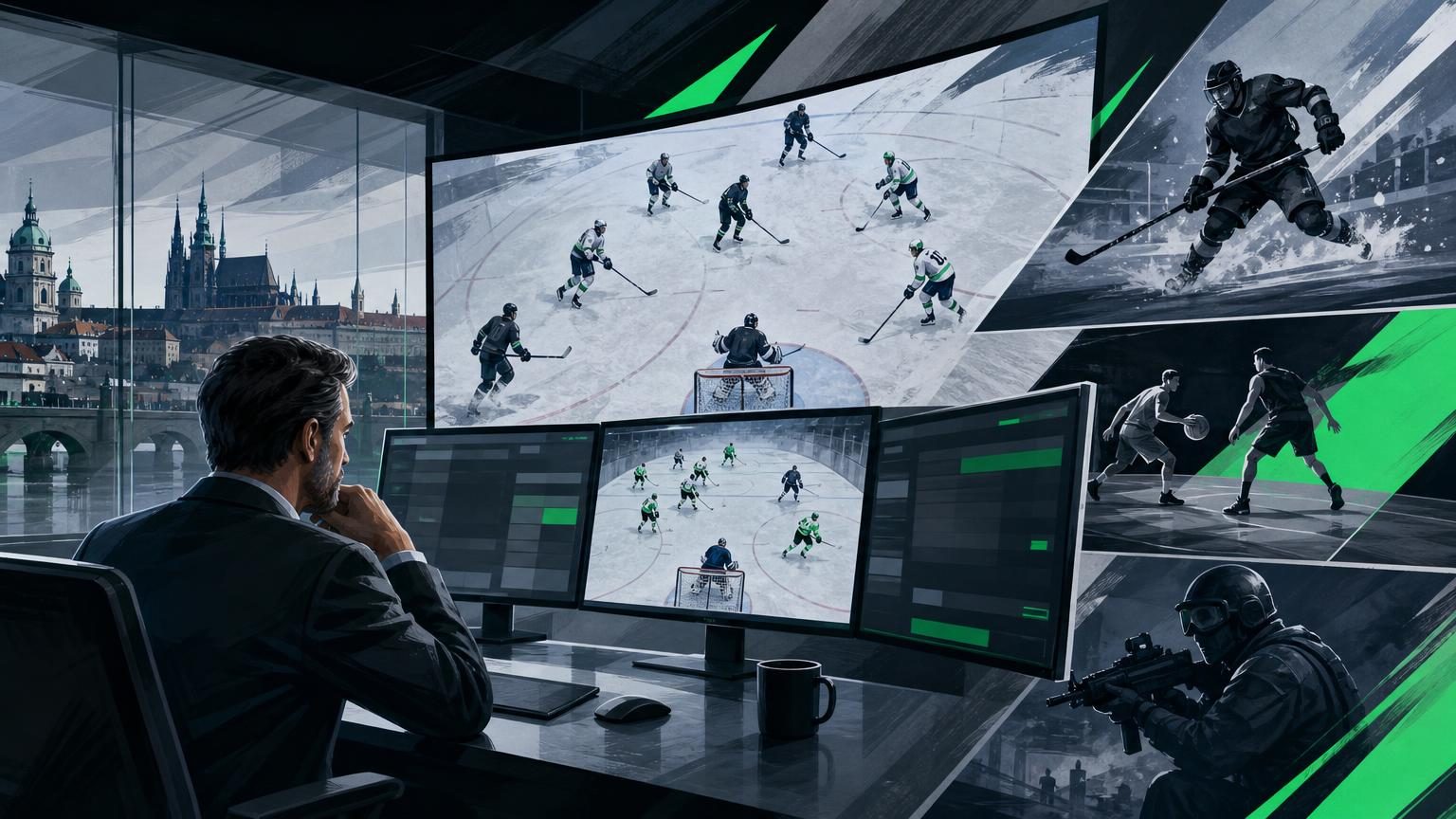 An ice hockey rink used for studio-produced betting content by Oddin.gg