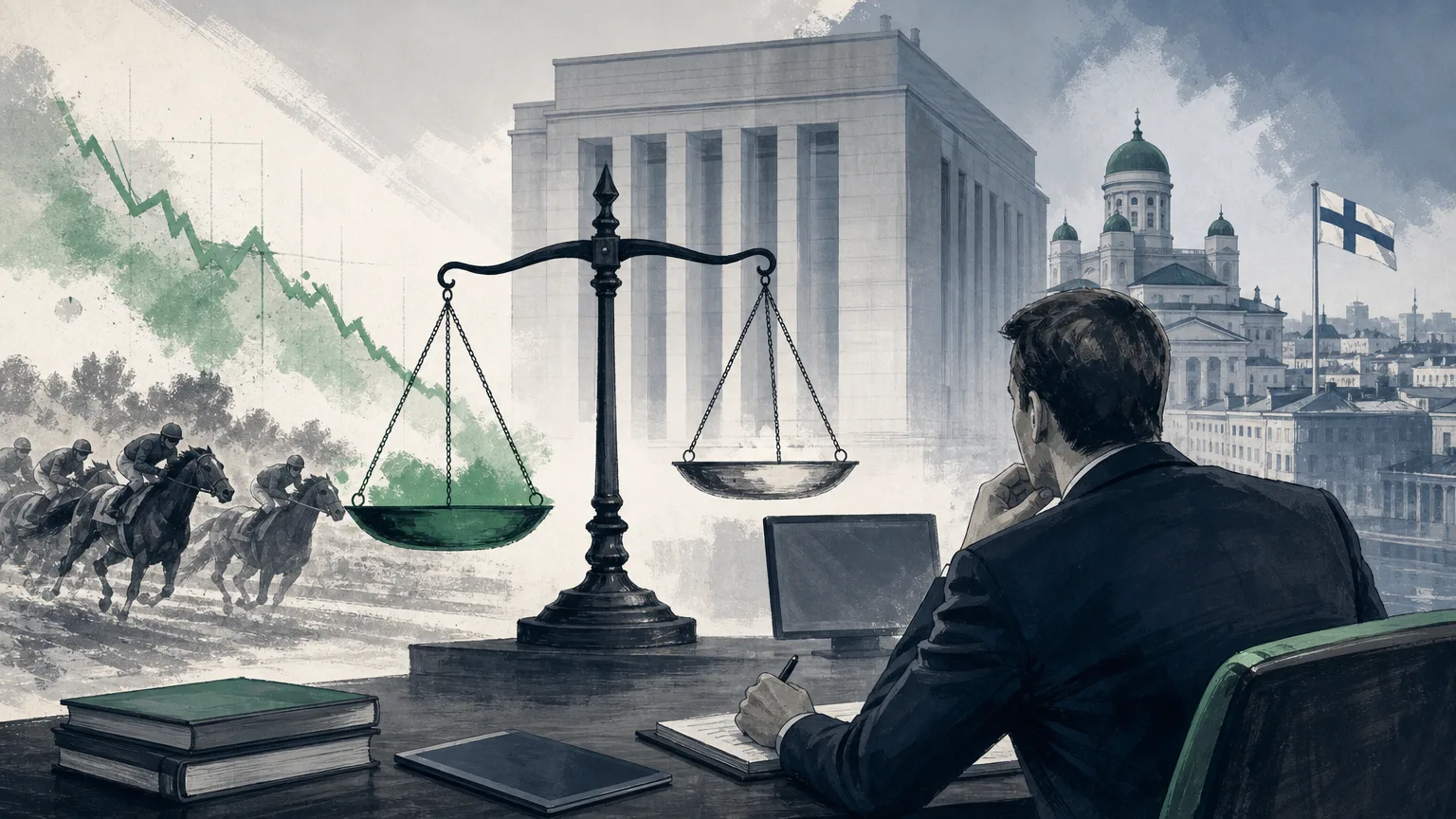 Gavel and betting slips symbolising Finland's court ruling on professional bettor taxation