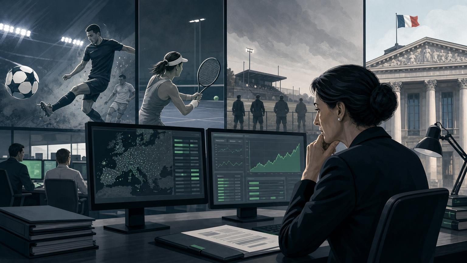 French flag and betting slip imagery representing the ANJ's 2025 sports betting market report